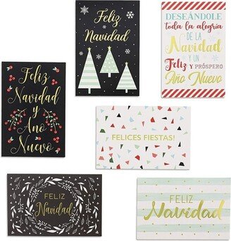 Sustainable Greetings 36 Pack Spanish Christmas Cards with Envelopes, 6 Gold Foil Designs (4 x 6 in)