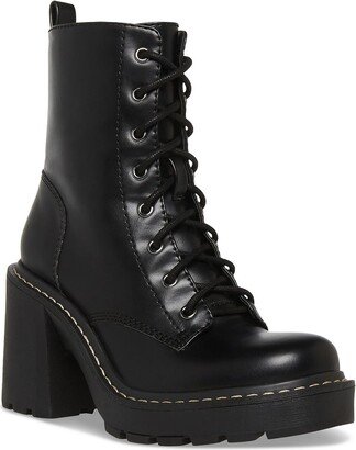 Lion Womens Faux Leather Zipper Combat & Lace-up Boots