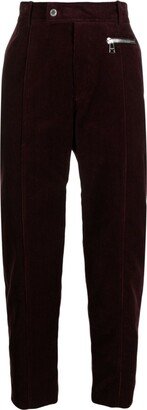 Tapered-Leg Suede Cropped Trousers