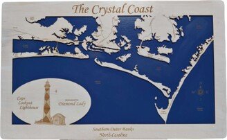 The Crystal Coast, North Carolina Featuring Cape Lookout - Precision Laser Cut/Engraved Wood Map