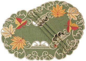 Delicate Leaves Embroidered Cutwork Fall Placemats - Set of 4