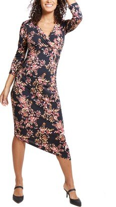 Asymmetrical Hem Midi Maternity/Nursing Dress