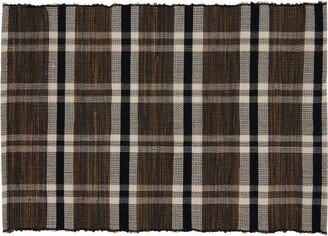 Saro Lifestyle Plaid Woven Water Hyacinth Placemat (Set of 4), Natural, 14