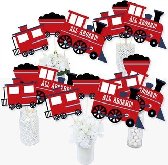 Big Dot Of Happiness Railroad Party Crossing - Party Centerpiece Sticks - Table Toppers - Set of 15
