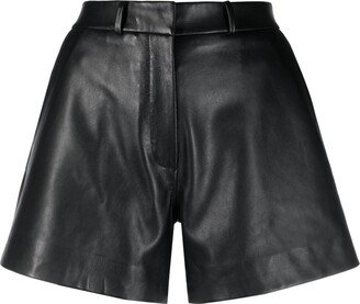 Mid-Rise Leather Shorts