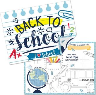 Big Dot Of Happiness Back to School - Paper Coloring Sheets - Activity Placemats - Set of 16