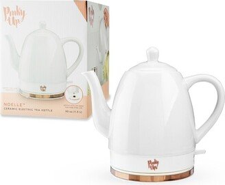 Noelle 1.5 L Ceramic Electric Tea Kettle, Grey, Rose Gold, Gooseneck Spout, Cordless Design