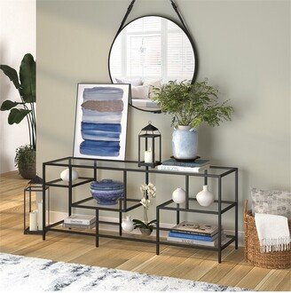 Henn& Hart Black Bronze TV Stand with Glass Shelves - Henn&Hart