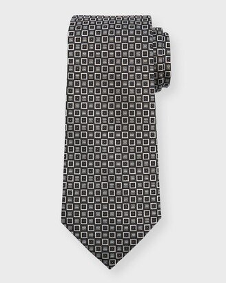 Men's Geometric Jacquard Silk Tie-AF