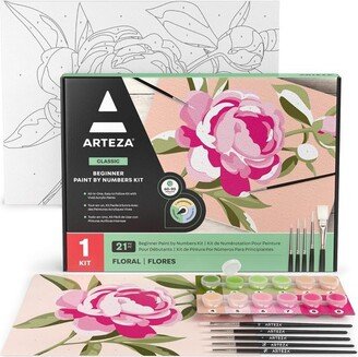 Arteza Floral Paint by Number DIY Acrylic Painting Set - 21 Pieces