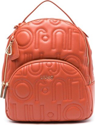 Logo-Embossed Pattern Backpack