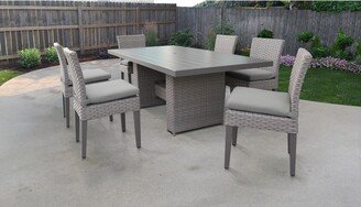 Florence Rectangular Outdoor Patio Dining Table with 6 Armless Chairs