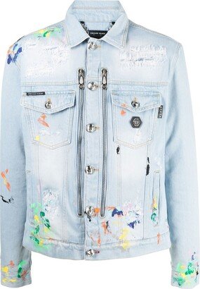 Paint Splatter-Print Denim Jacket