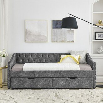 TONWIN Twin Daybed with Drawers Upholstered Tufted Sofa Bed with Button