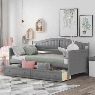 GEROJO Gray Sturdy & Durable Wooden Twin Daybed with 2 drawers, Sofa Bed for Bedroom Living Room,No Box Spring Needed