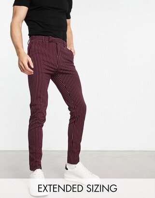 smart super skinny pants in burgundy pin stripe