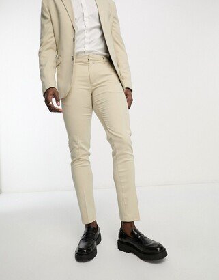 skinny suit pants in oatmeal