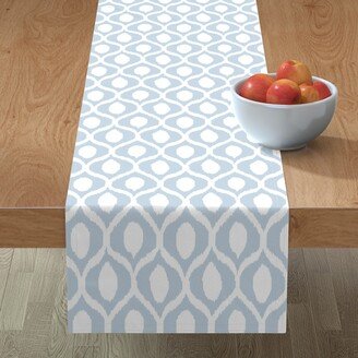 Table Runners: Uzebeki Ikat - Blue And White Table Runner, 72X16, Blue