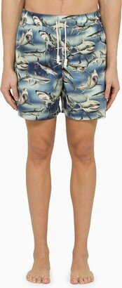 Shark printed nylon beach boxers