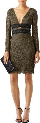 Plunging Neckline Lace Sheath Mini Dress