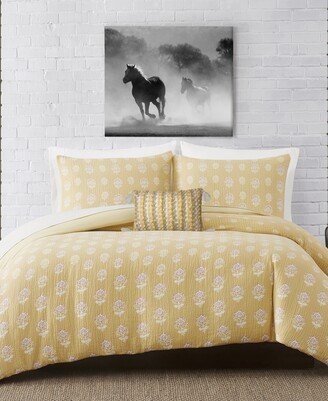 Sydney Crinkle Matelasse Duvet Cover Set, Twin/Twin Xl - Light, Pastel Yellow