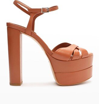 Keefa Leather Ankle-Strap Platform Sandals