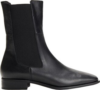 Square-toe Leather Boots Ankle Boots Black