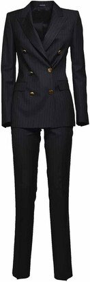 Black Paris wool pinstripe suit