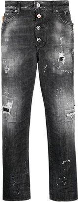 distressed tapered jeans-AA