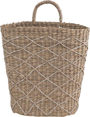 Storied Home Hand-Woven Seagrass Wall Basket Storage with Handle, Natural