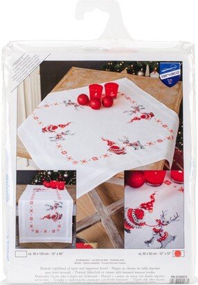 Vervaco Stamped Tablecloth Cross Stitch Kit 32X32-Christmas Elves