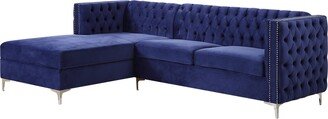 ACME Sullivan Sectional Sofa in Navy Blue Velvet