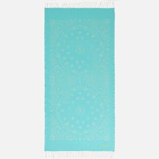 Soft Jacquard Water Green Fouta With Print Bandanna Print