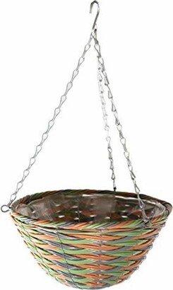 Gardener's Select Woven Plastic Rattan Hanging Basket, 12in Diameter