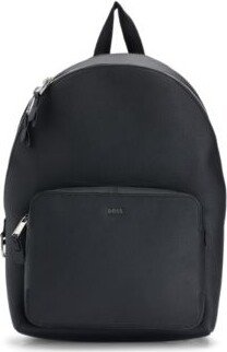 Grained-leather backpack with polished silver hardware