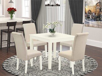7 Pc Dining set with a Kitchen Table and 6 Wood Seat Kitchen Chairs in Oak Finish