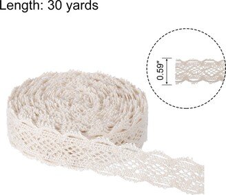 Unique Bargains Lace Trim Ribbon 0.59 Inch Cotton Elastic Trim Beige Style 21