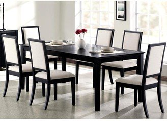 Prestige Modern Cream Upholstered Black Wood Dining Set