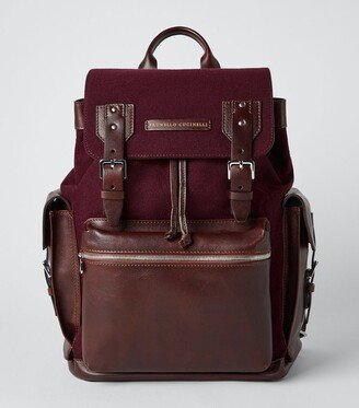 Burnished Leather And Flannel City Backpack