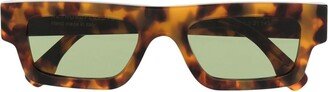 Tortoiseshell-Effect Square-Frame Sunglasses-AB