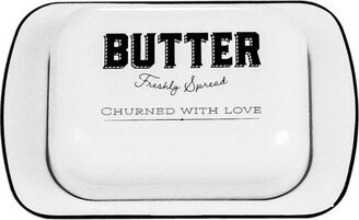 Amici Home Country Cottage Metal Butter Dish, White Butter Keeper with Lid, Holds a Standard Stick of Butter, Butter Holder for Kitchen Countertop