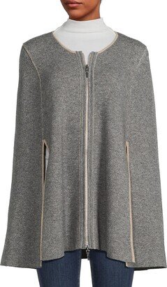 In2 by in Cashmere Zip Front Reversible Cashmere Cape