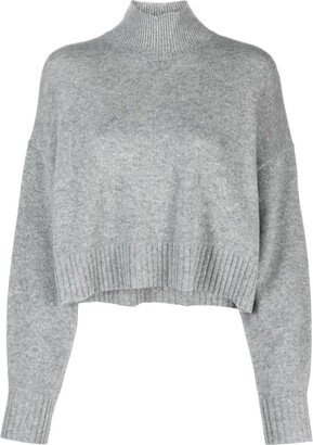 Funnel-Neck Cropped Cashmere Jumper