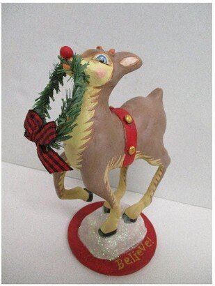 Christmas Rudy's Gift Reindeer With Wreath 6 ~ Folk Artist Jorge De Rojas