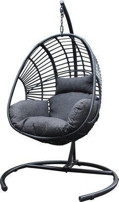 TONWIN Outdoor&Indoor Wicker Swing Egg chair with Antracite Color Cushion