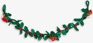 Selfridges Edit Green Holly and Robins Wool Garland Christmas Decoration 120cm