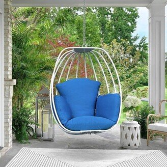 Blue Weatherproof Cushion Hanging Egg Chair