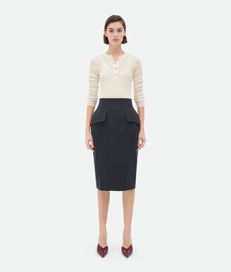 Sculptural Fit Light Wool Midi Skirt