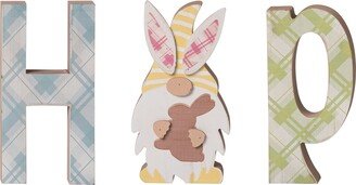 Wood 5.94 Multicolor Easter HOP Shaped Bunny Decor Set of 3 - N/A