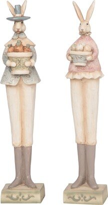 Resin 13 White Easter Prim and Proper Bunny Figurines Set of 2 - N/A